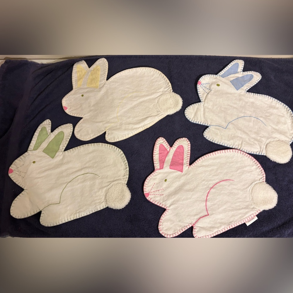 Pottery Barn Kids Easter Bunny Rabbit Spring Set Of 4 Minor Stains Read